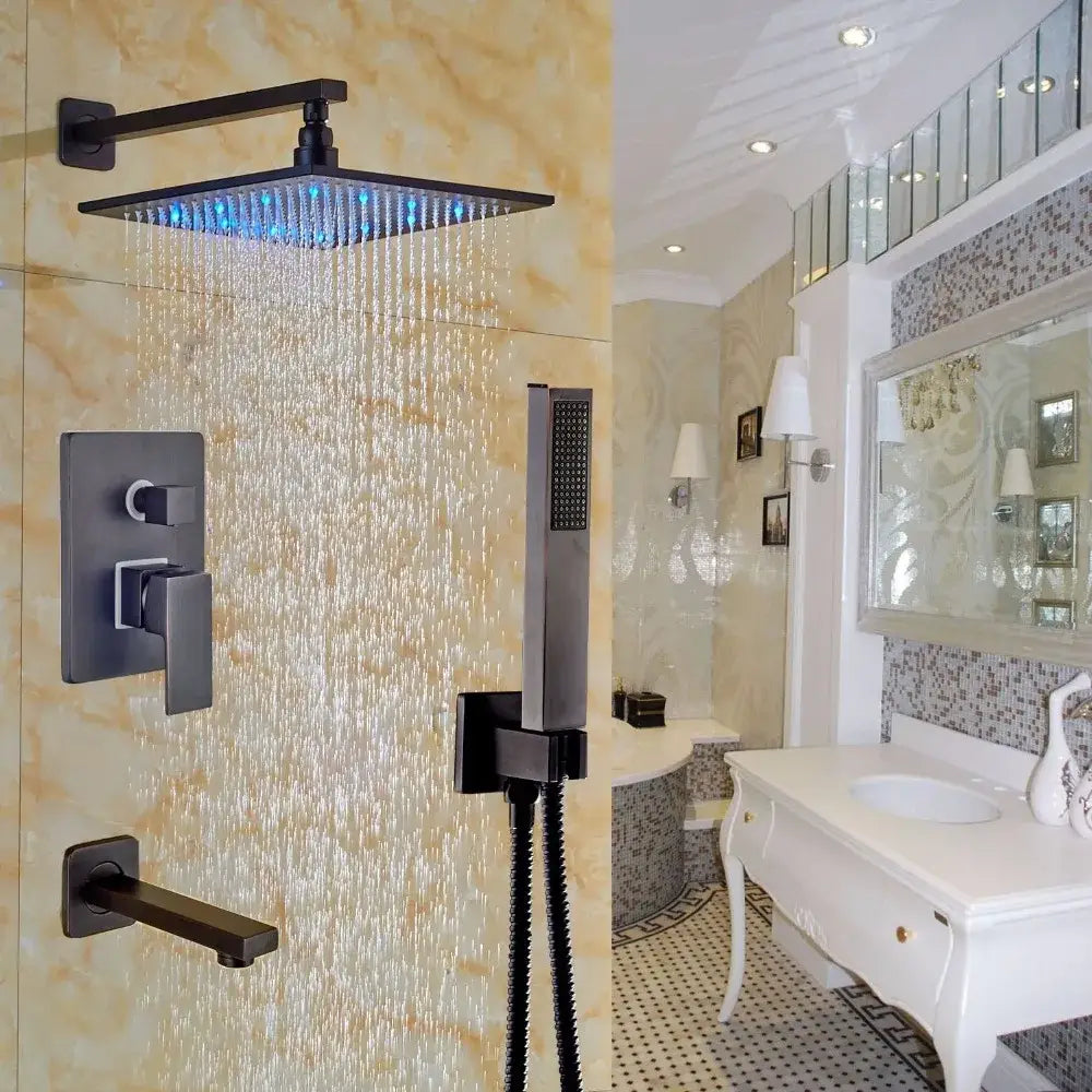 Nickel LED Rainfall Shower 16-Inch Design