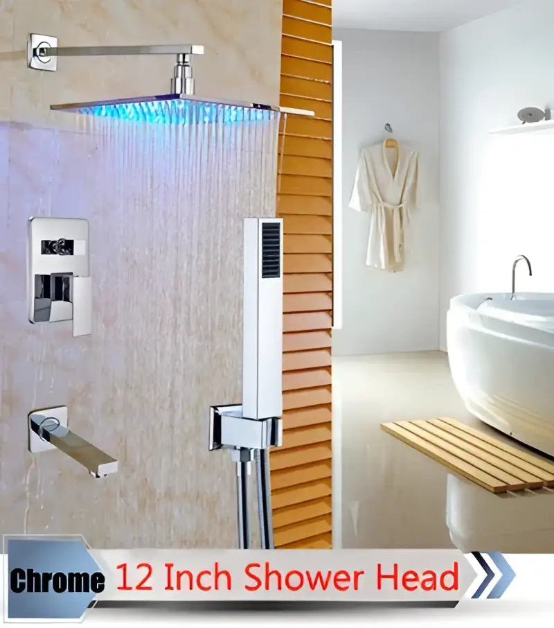 Nickel LED Rainfall Shower 16-Inch Design