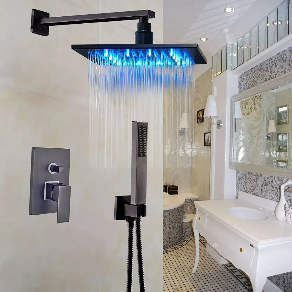 Nickel LED Rainfall Shower 16-Inch Design