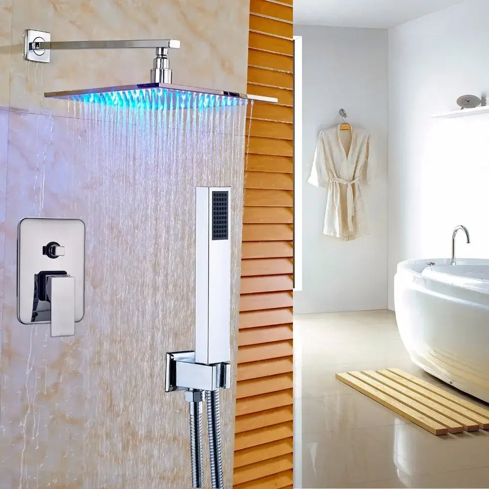 Nickel LED Rainfall Shower 16-Inch Design