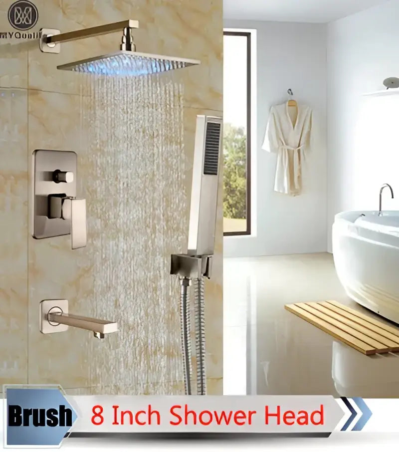 Nickel LED Rainfall Shower 16-Inch Design