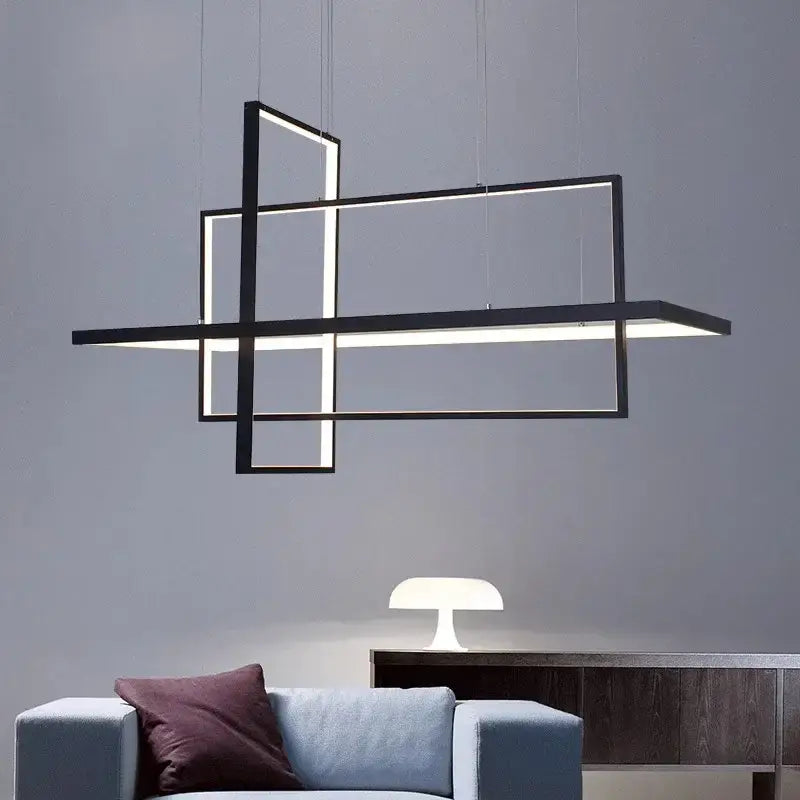 Black Rectangle Pendant Light App Dimmable