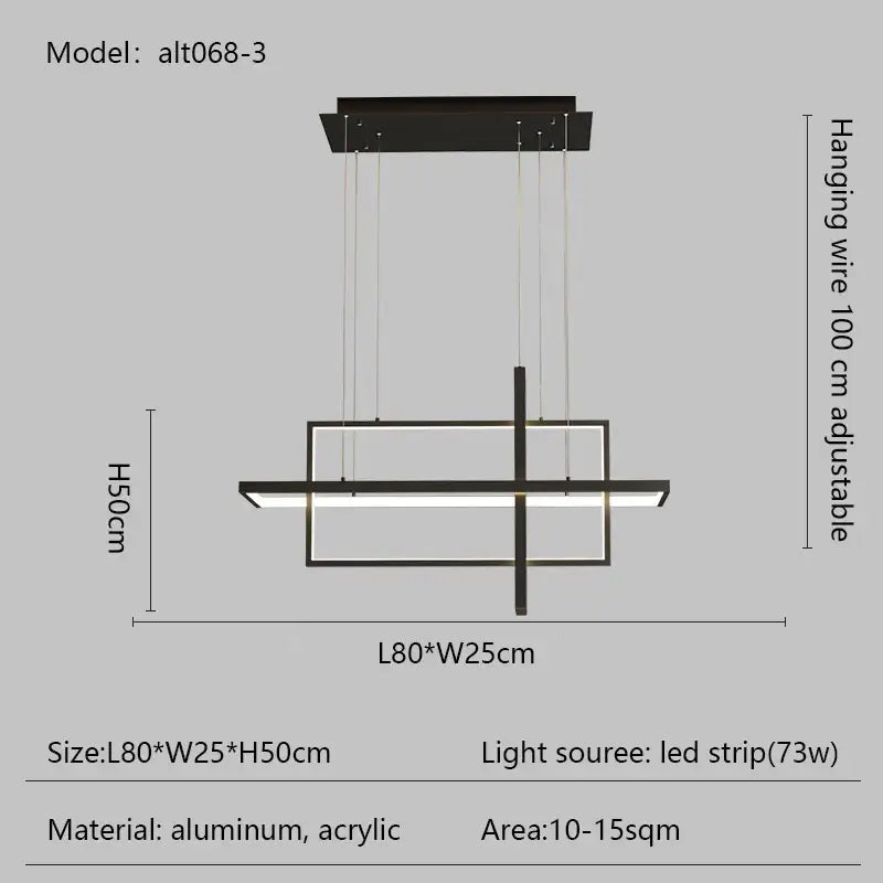 Black Rectangle Pendant Light App Dimmable