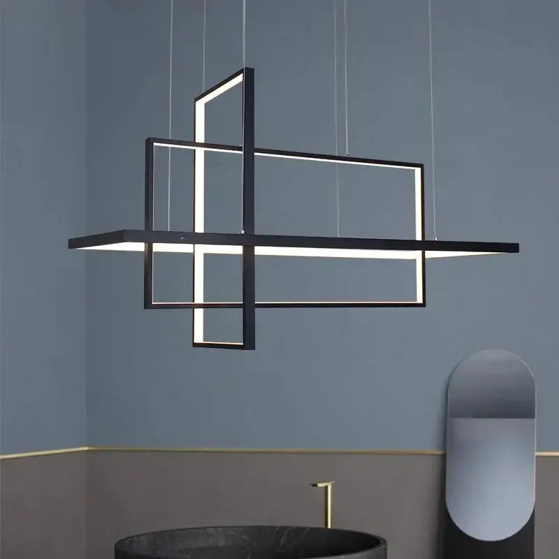 Black Rectangle Pendant Light App Dimmable