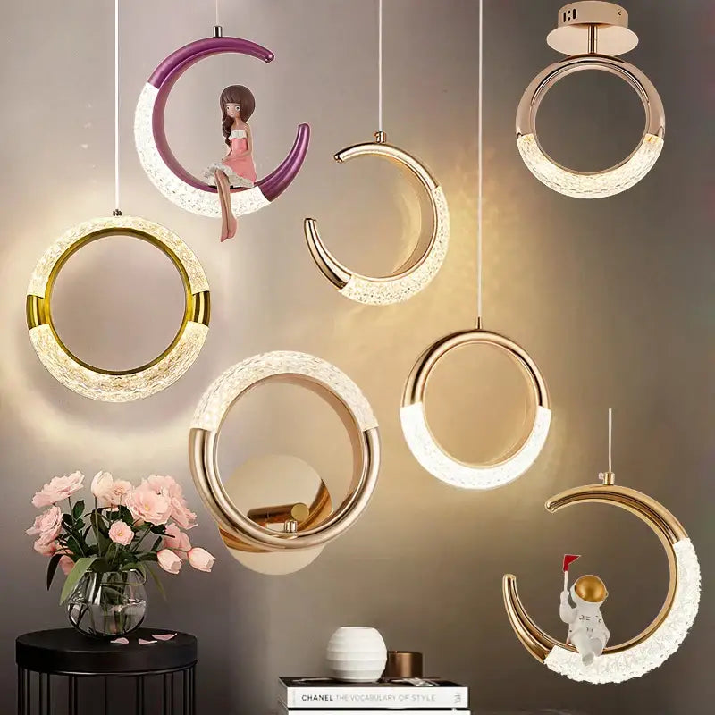 Gold Purple Moon Pendant Lamps