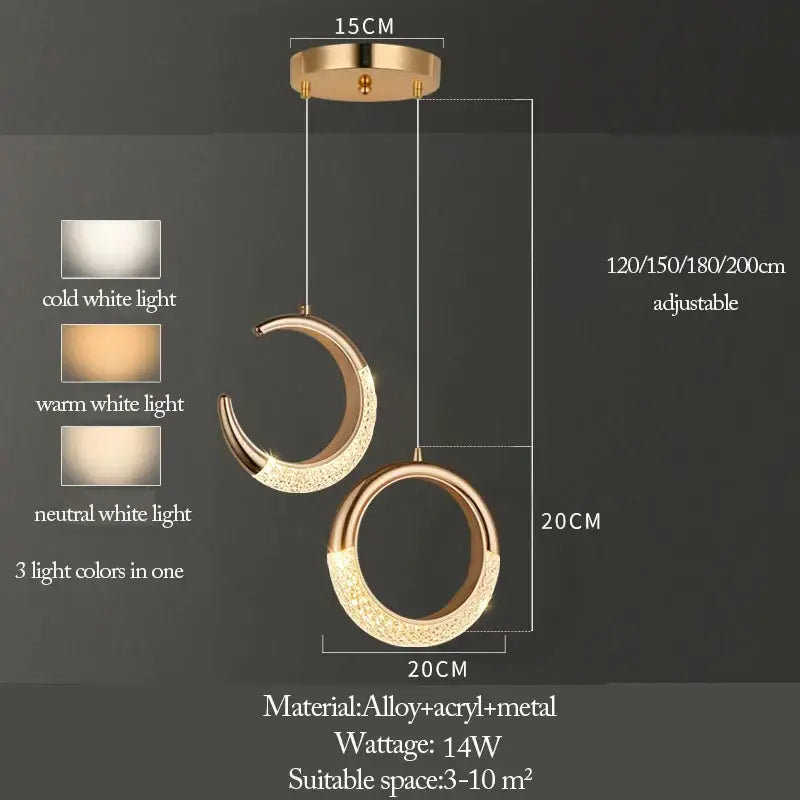Gold Purple Moon Pendant Lamps