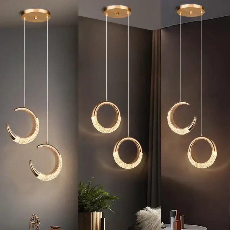 Gold Purple Moon Pendant Lamps