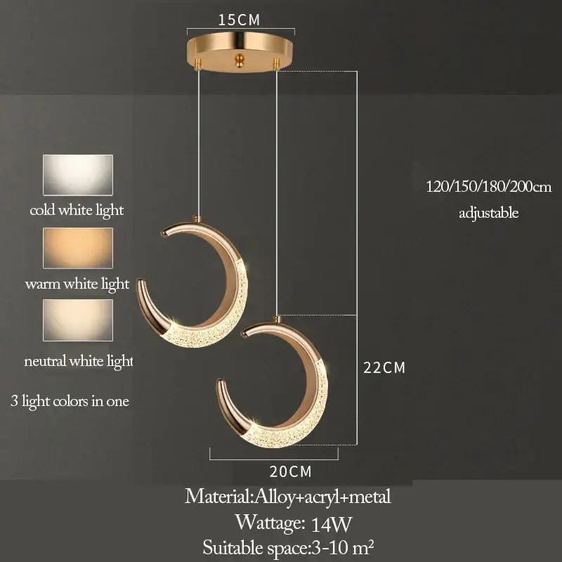 Gold Purple Moon Pendant Lamps