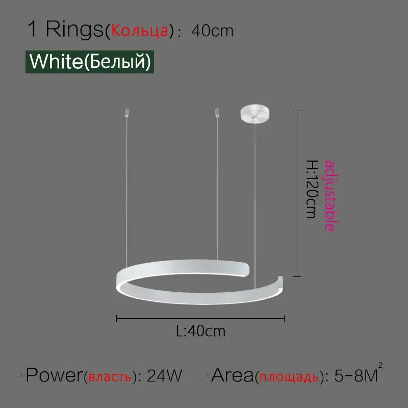 Gold LED Ring Chandelier Nordic Rose Gold