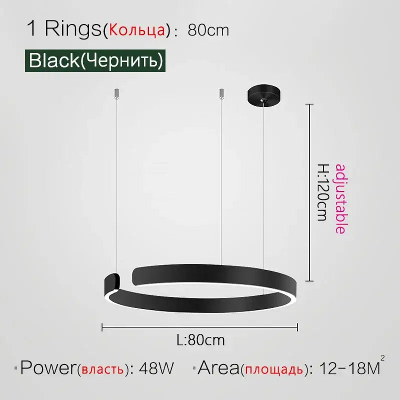 Gold LED Ring Chandelier Nordic Rose Gold