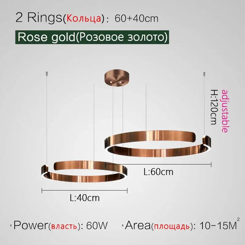 Gold LED Ring Chandelier Nordic Rose Gold