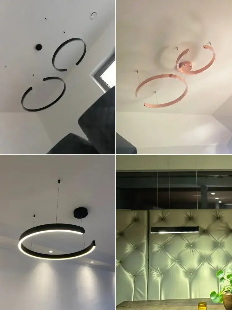 Gold LED Ring Chandelier Nordic Rose Gold