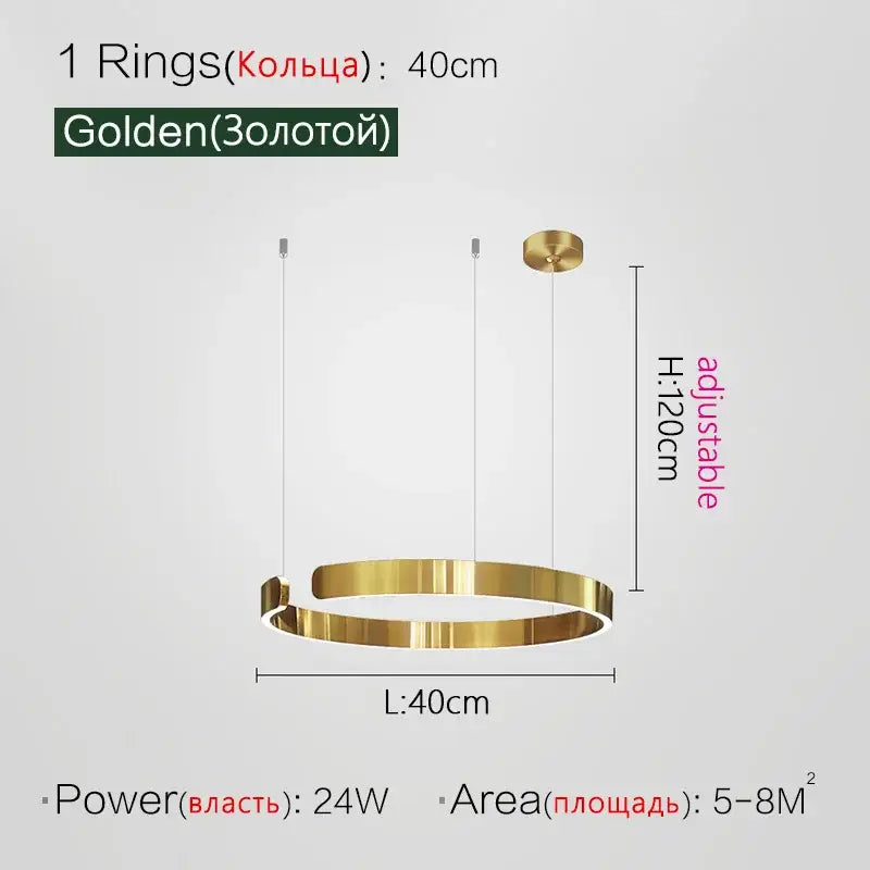 Gold LED Ring Chandelier Nordic Rose Gold