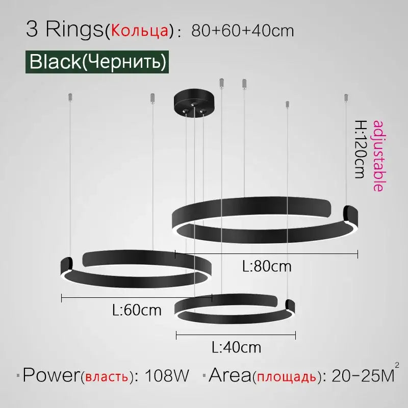 Gold LED Ring Chandelier Nordic Rose Gold