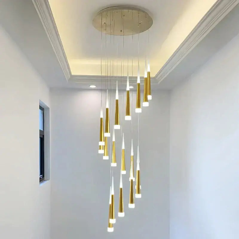 Gold Rotating Ring Chandelier