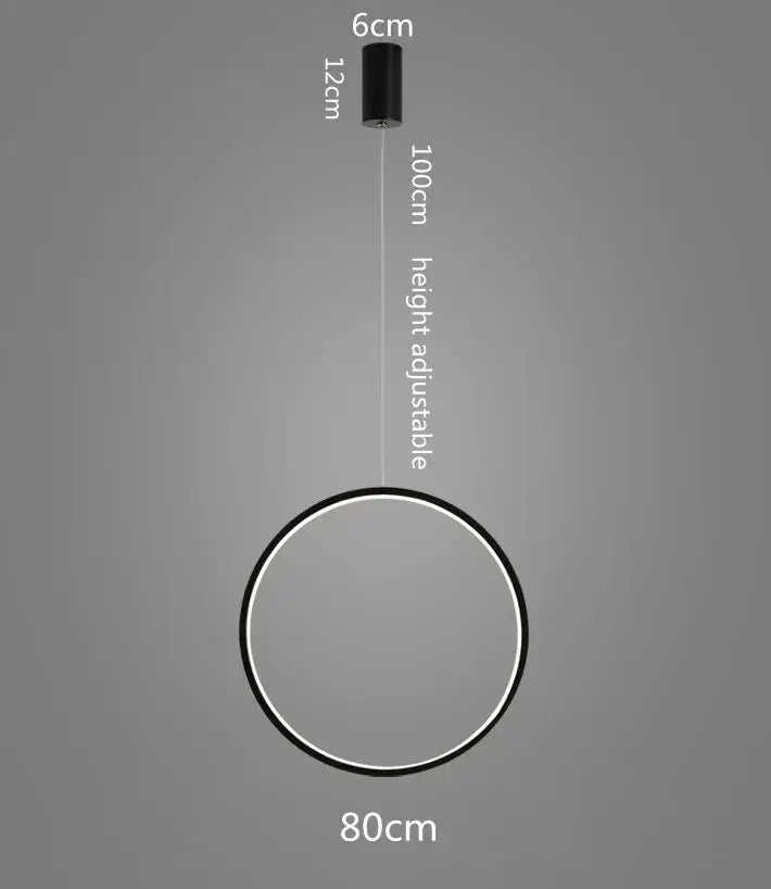 Black Ring LED Chandelier 100cm Design
