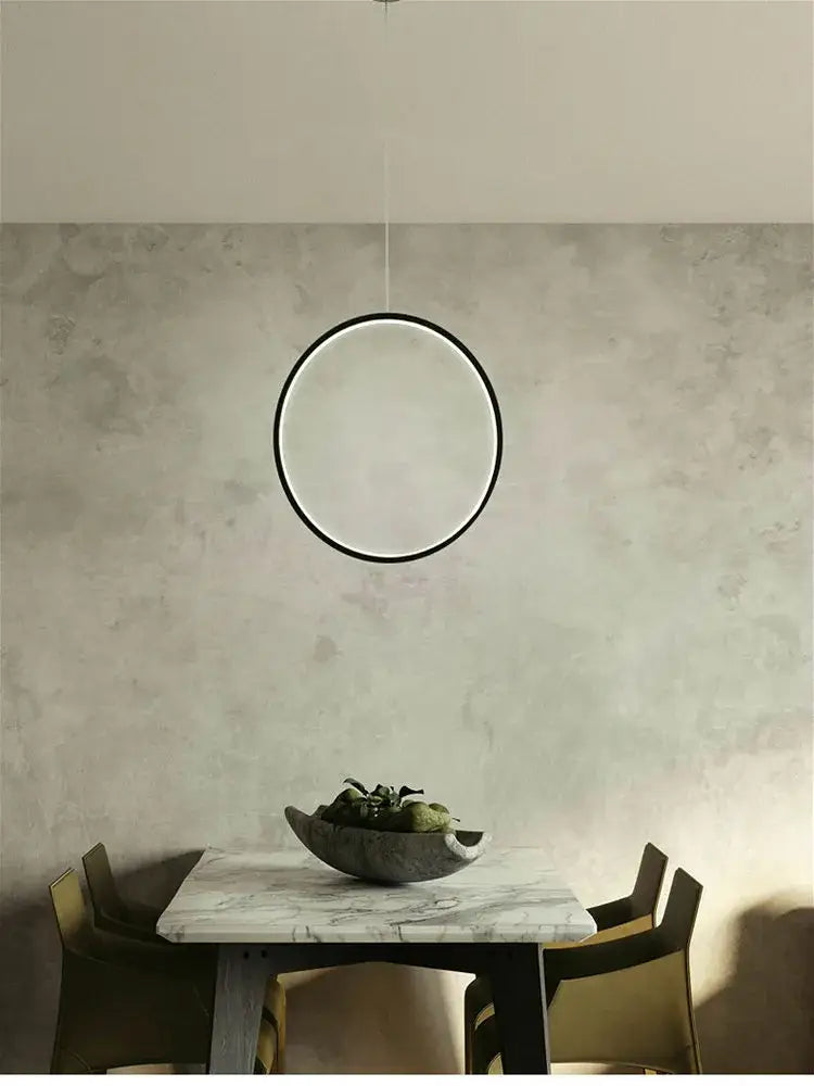 Black Ring LED Chandelier 100cm Design