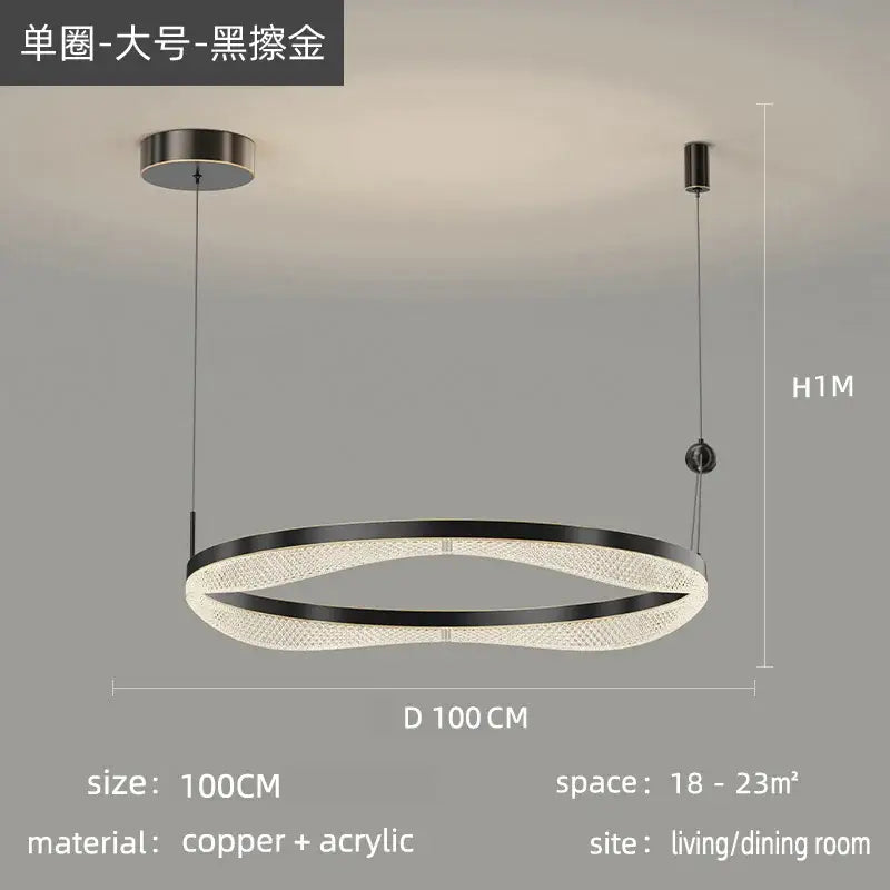 Gold LED Ring Chandelier Tricolor Interlocking