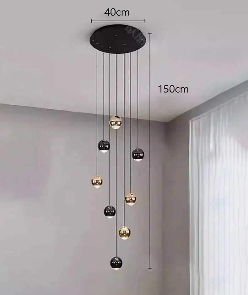 Black Gold Globe Chandelier 8-60 Heads