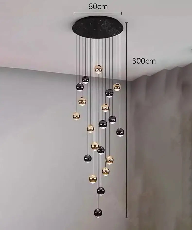 Black Gold Globe Chandelier 8-60 Heads