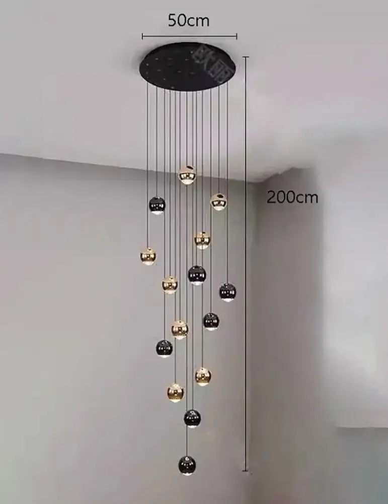 Black Gold Globe Chandelier 8-60 Heads