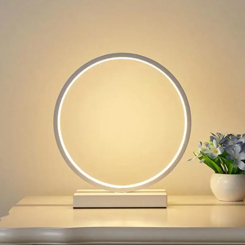 White LED Ring Table Lamp