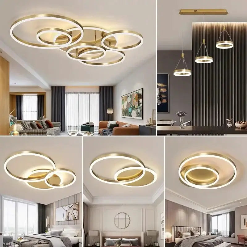 Gold Round Ceiling Chandelier Circle Ring Design