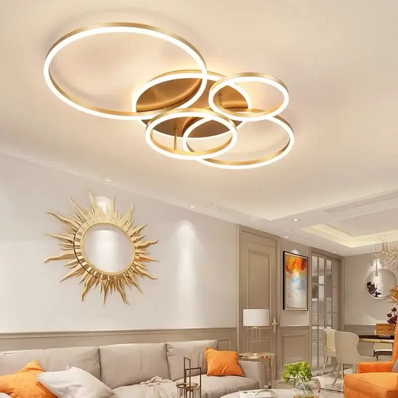 Gold Round Ceiling Chandelier Circle Ring Design
