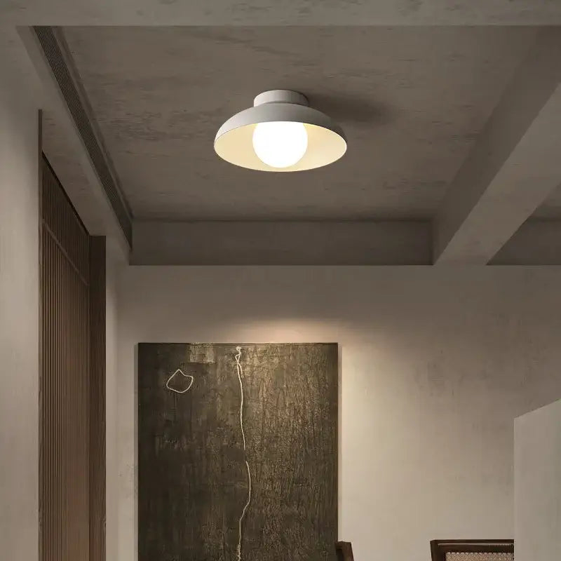 White Round Ceiling Light Minimalist Bedroom