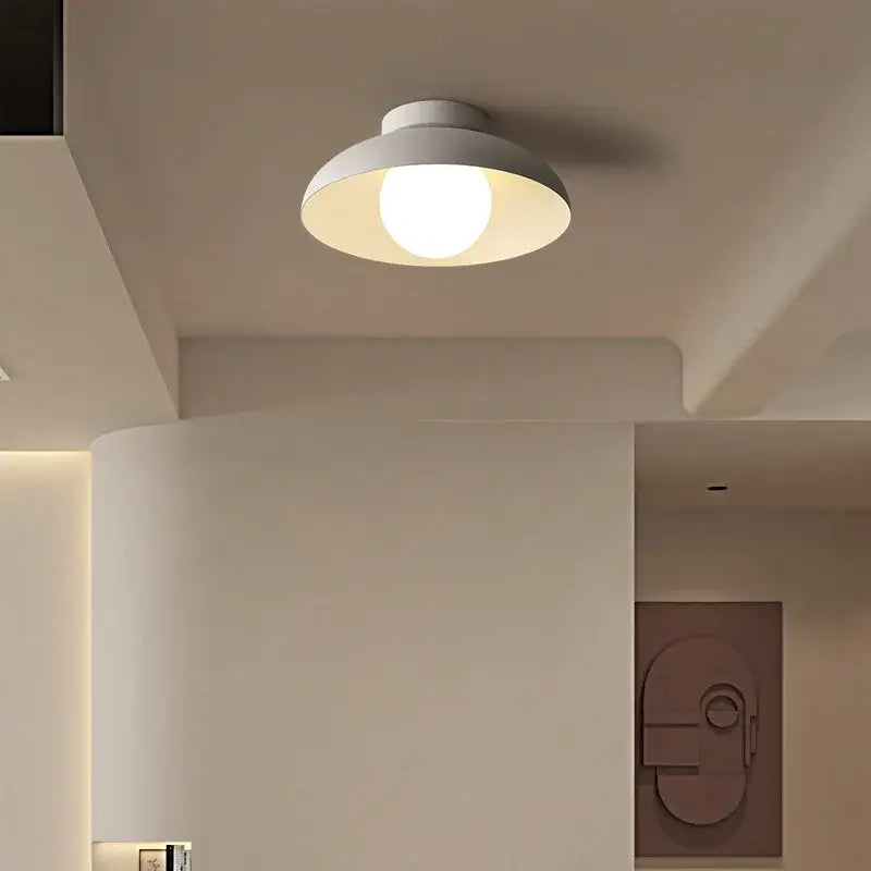 White Round Ceiling Light Minimalist Bedroom