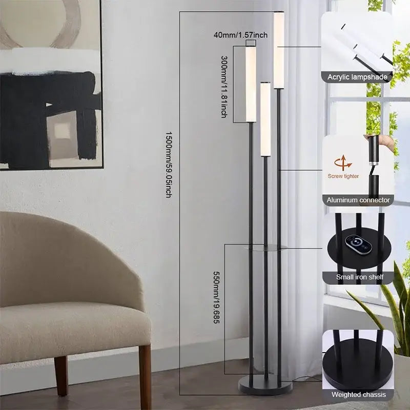 Black LED Shelf Floor Lamp