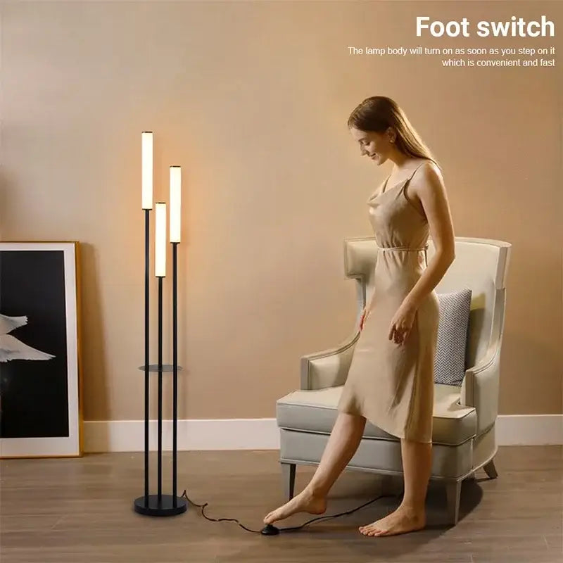Black LED Shelf Floor Lamp