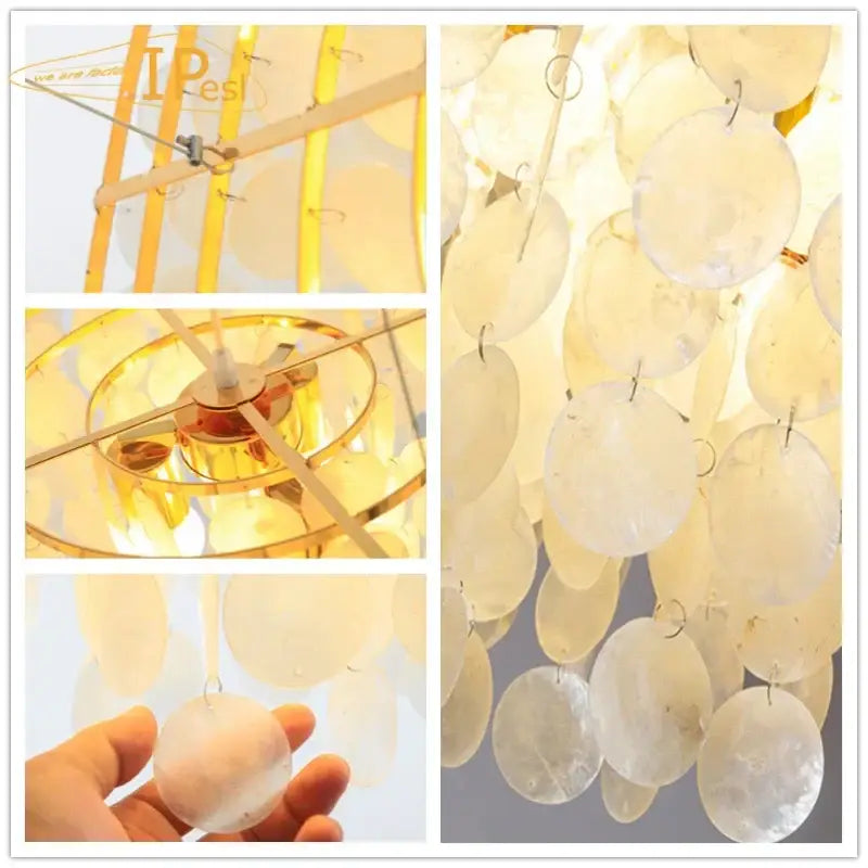 Gold Shell LED Chandelier Tri-Color Glow