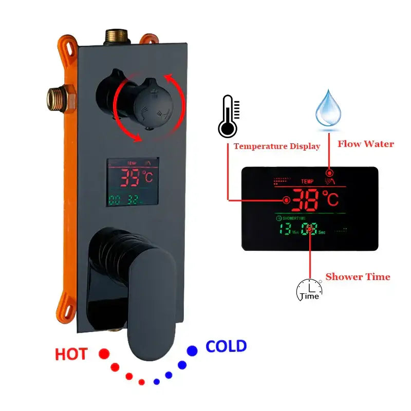 Black LED Shower Set