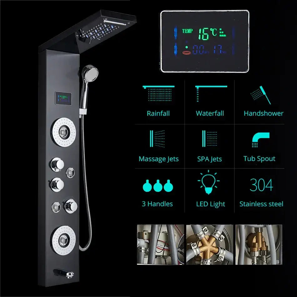 Black Chrome Shower Panel