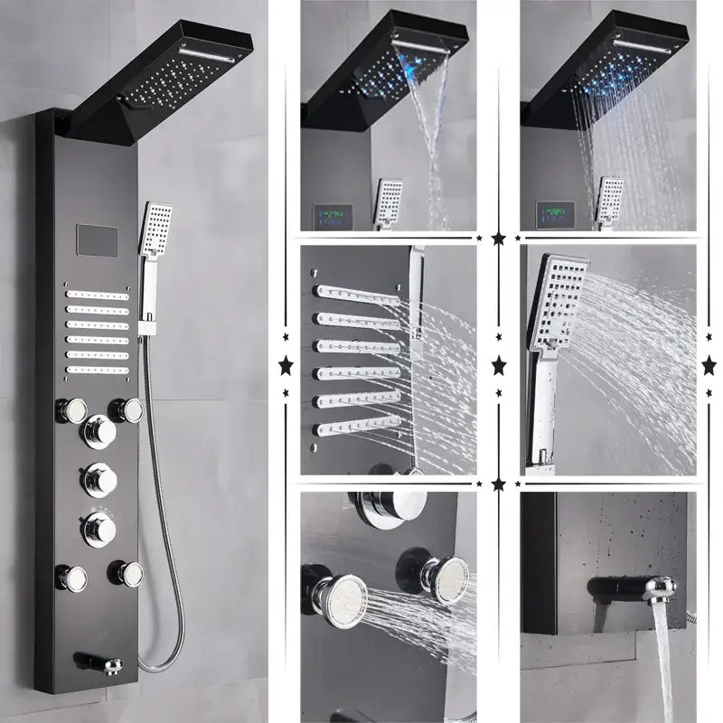 Black Chrome Shower Panel