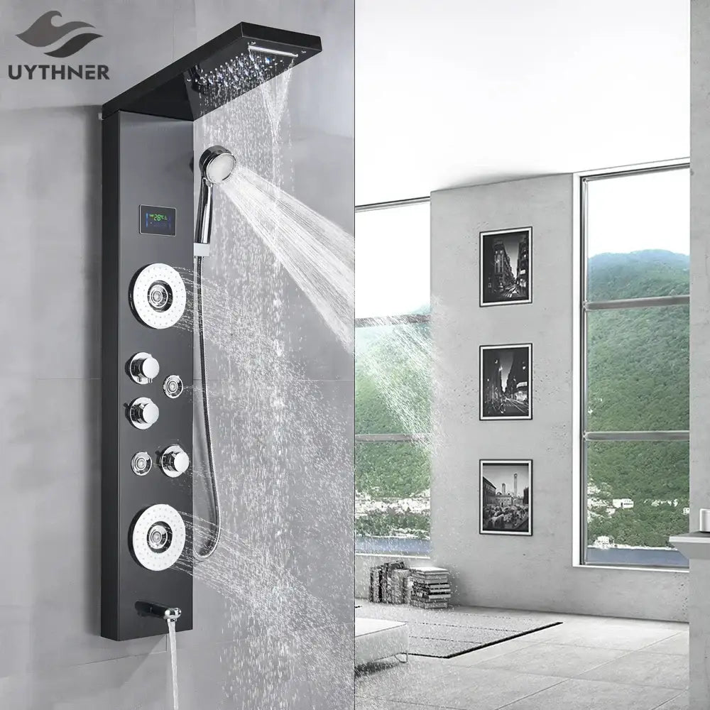 Black Chrome Shower Panel
