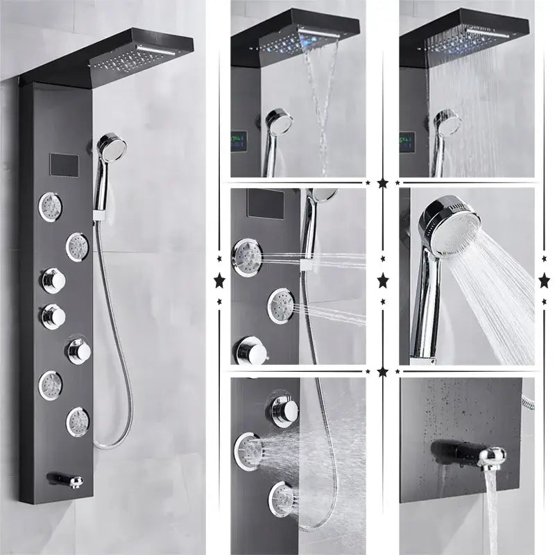 Black Chrome Shower Panel