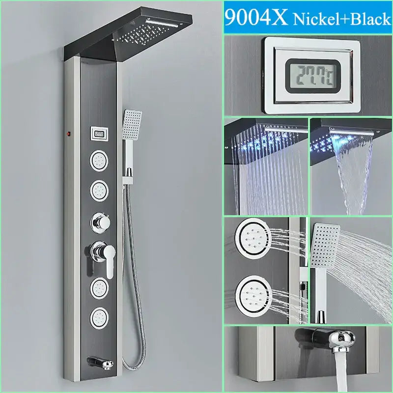 Black LED Shower Panel Spa-Like Design