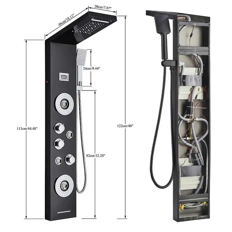 Black LED Shower Panel Spa-Like Design