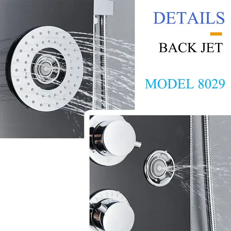 Black LED Shower Panel Spa-Like Design