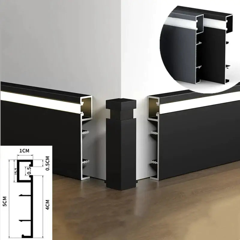 Black Aluminum Baseboard Light