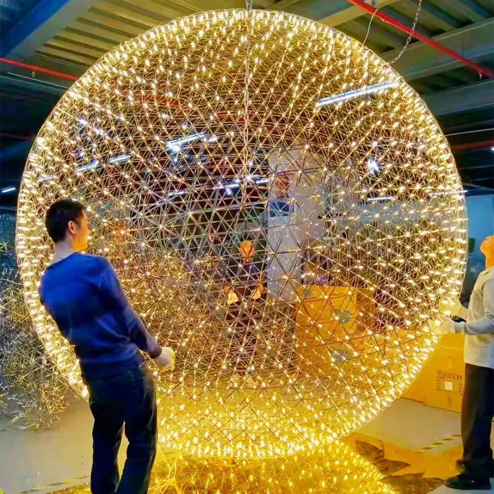 Gold Spark Ball Pendant Light 162-LED Design