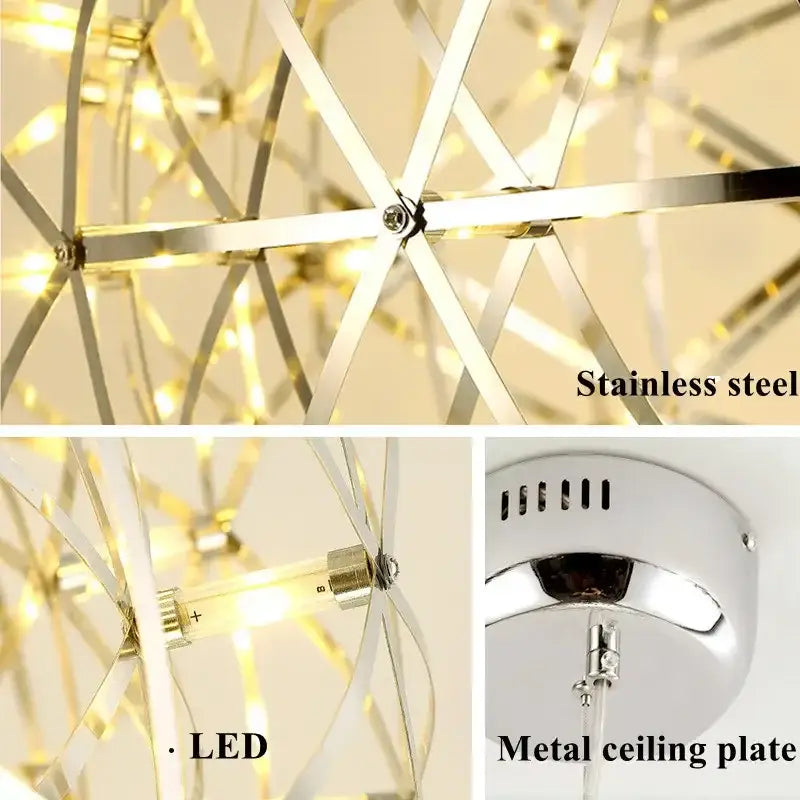 Gold Spark Ball Pendant Light 162-LED Design