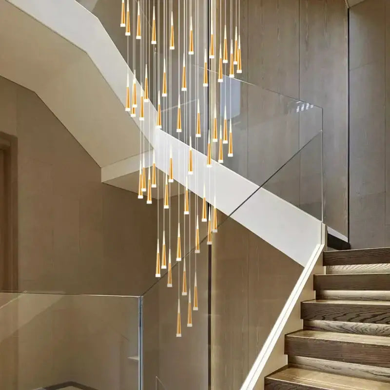 Gold Spiral Chandelier For Stairwell