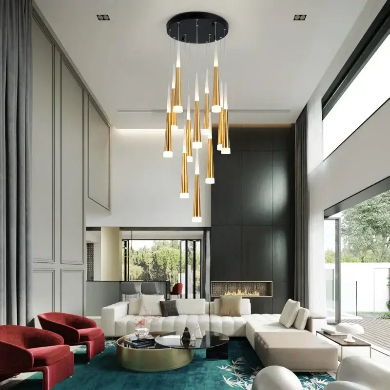 Gold Spiral Chandelier For Stairwell
