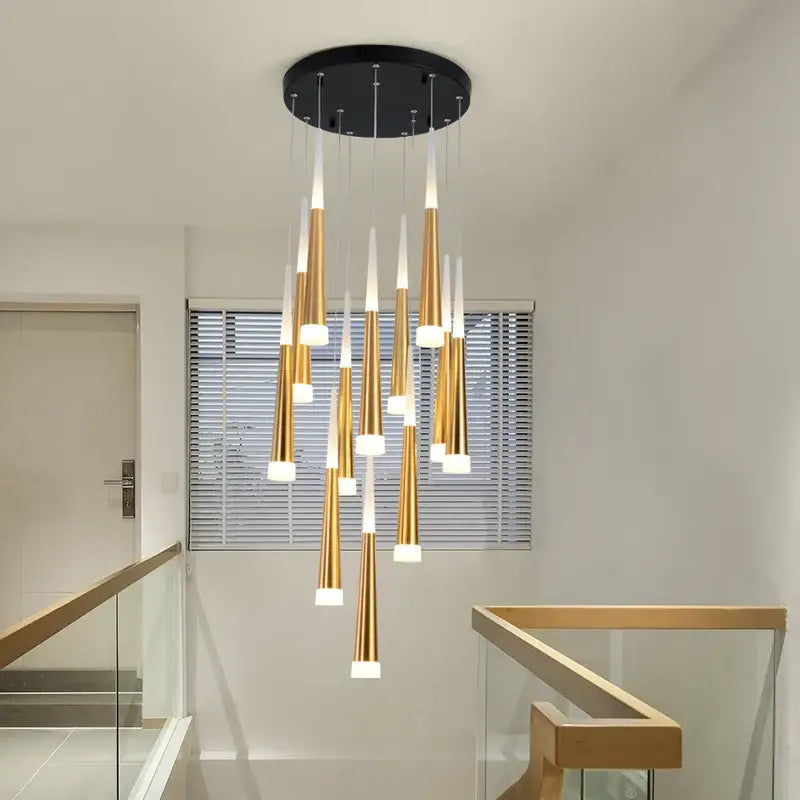 Gold Spiral Chandelier For Stairwell
