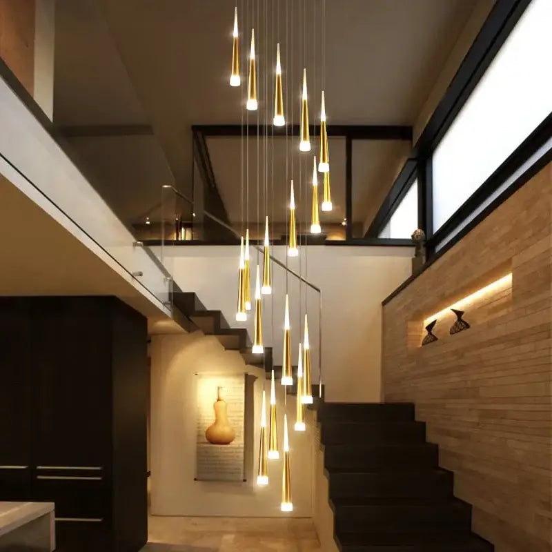 Gold Spiral Chandelier For Stairwell