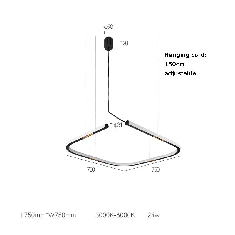 Black Square LED Chandelier Sensor Technology