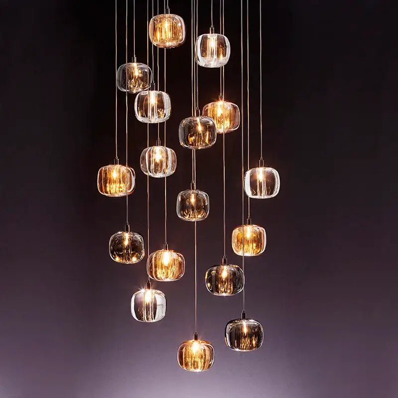 Amber Glass Orb Chandelier